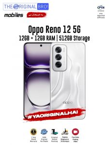 Oppo Reno 12 5G - 12GB RAM - 512GB Storage - PTA Approved - 12 Months Warranty - Silver - The Original Bro Mobiles - TOB36